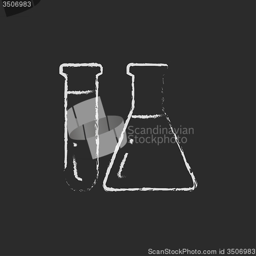 Image of Test tubes icon drawn in chalk.