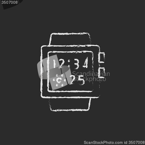 Image of Smartwatch icon drawn in chalk.