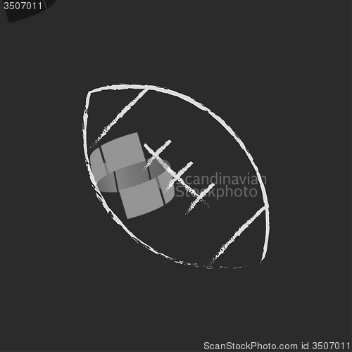 Image of Rugby football ball icon drawn in chalk.