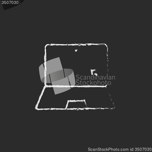Image of Laptop and cursor icon drawn in chalk.
