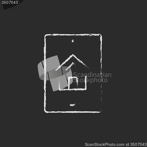 Image of Property search on mobile device icon drawn in chalk.