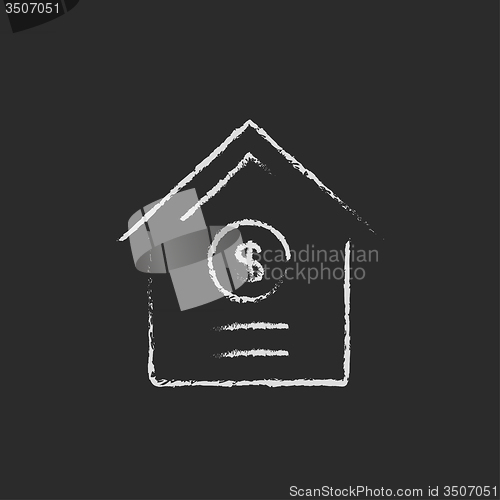 Image of House with dollar symbol icon drawn in chalk.