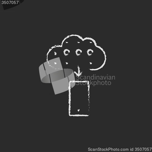 Image of Cloud computing icon drawn in chalk.