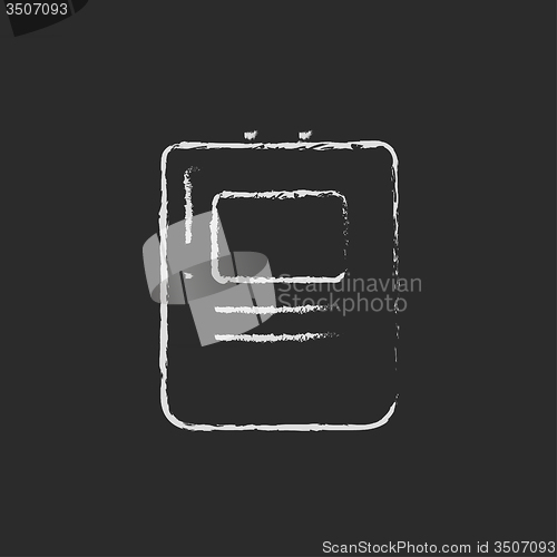 Image of Heart defibrillator icon drawn in chalk.