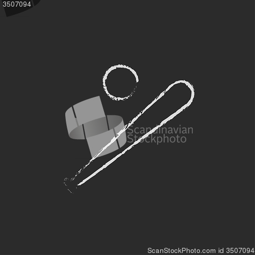 Image of Baseball bat and ball icon drawn in chalk.