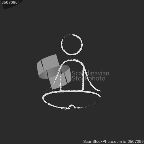 Image of Yoga exercise icon drawn in chalk.