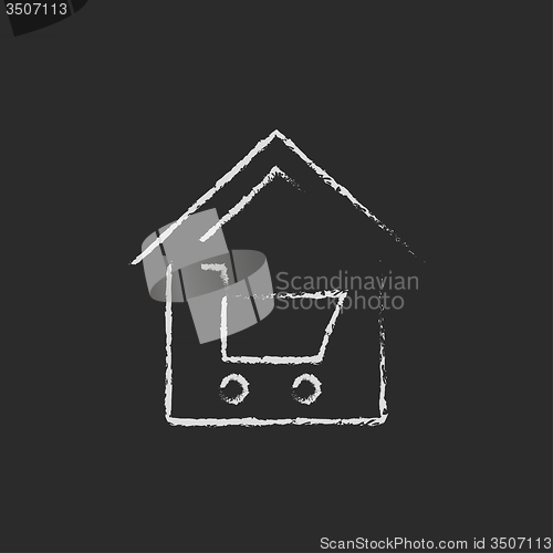 Image of House shopping icon drawn in chalk.