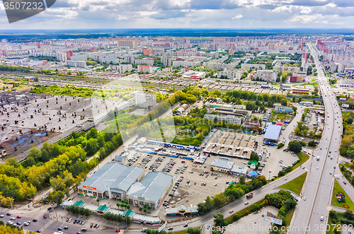 Image of Aerial view on Permyakova street. Tyumen. Russia