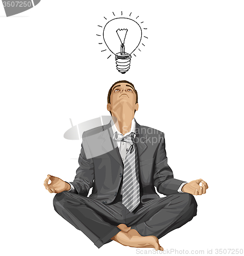 Image of Vector Businessman in Lotus Pose Meditating