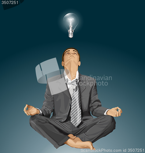 Image of Vector Businessman in Lotus Pose Meditating