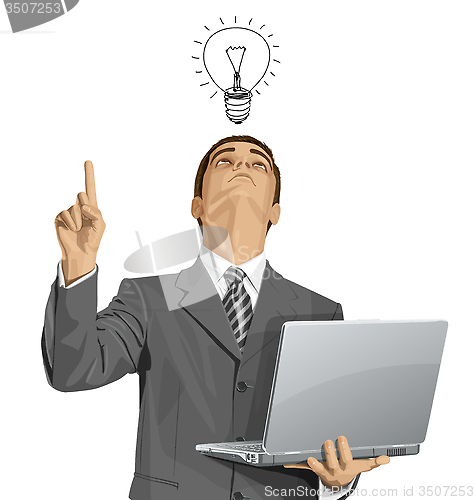 Image of Vector Business Man Shows Something With Finger