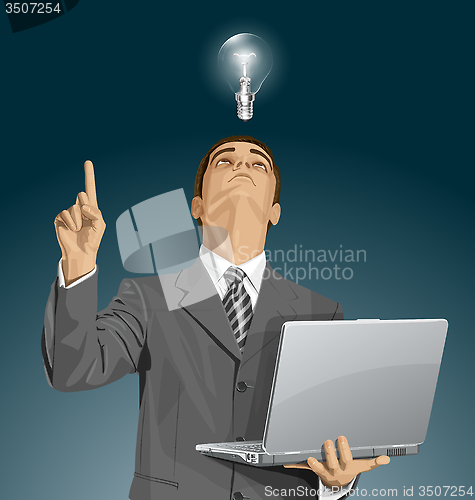 Image of Vector Business Man Shows Something With Finger