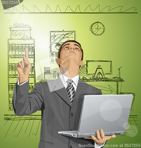 Image of Vector Business Man Shows Something With Finger