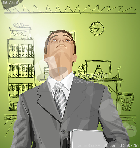 Image of Vector Businessman With Laptop