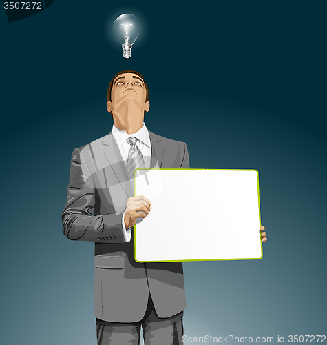 Image of Vector Business Man with Empty Write Board