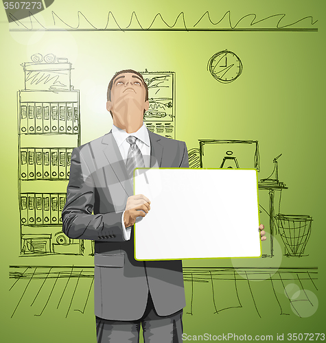 Image of Vector Business Man with Empty Write Board