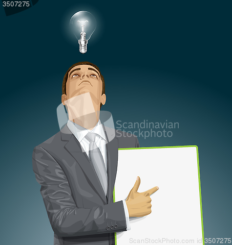 Image of Vector Businessman With Empty Write Board