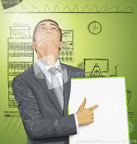 Image of Vector Businessman With Empty Write Board