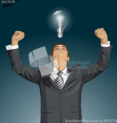 Image of Vector Businessman With Hands Up