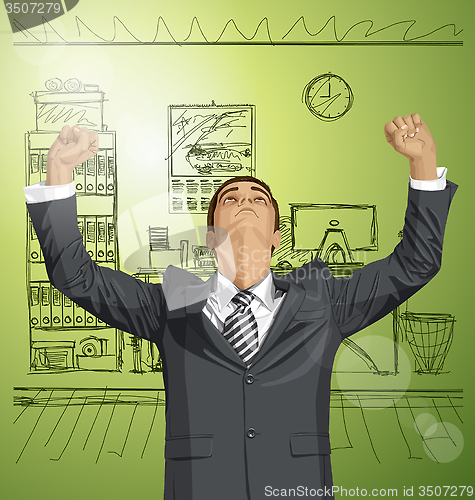 Image of Vector Businessman With Hands Up