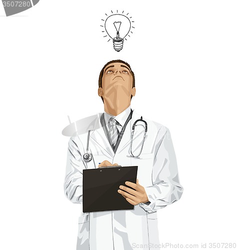 Image of Vector Doctor Man With Clipboard