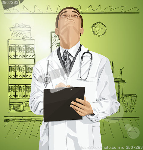 Image of Vector Doctor Man With Clipboard