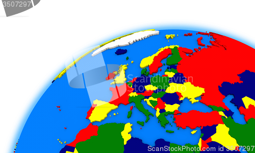 Image of Europe on globe political map