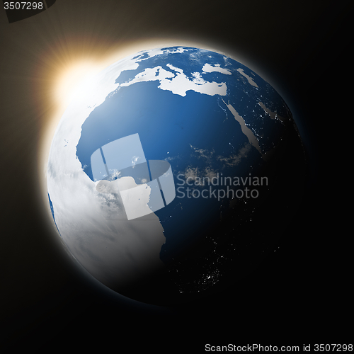 Image of Sun over Africa on planet Earth