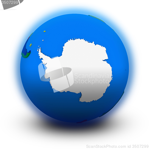 Image of Antarctica on political globe