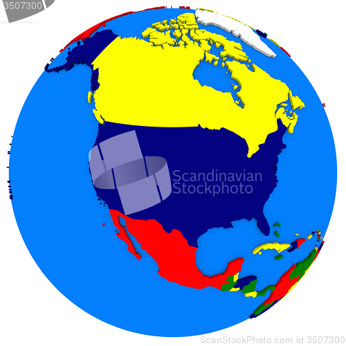 Image of north America on Earth political map