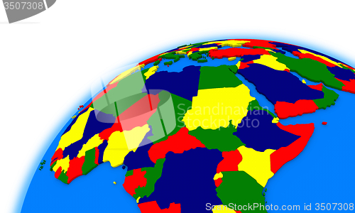 Image of central Africa on globe political map