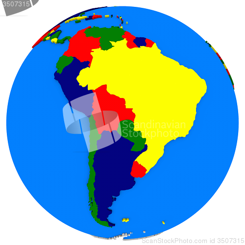Image of south America on Earth political map
