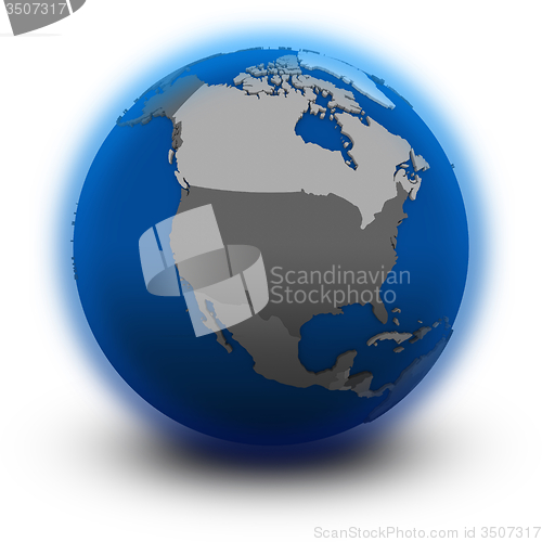 Image of north America on political globe