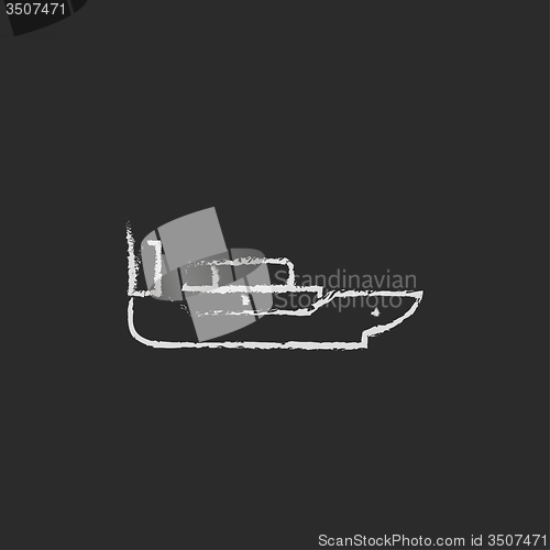 Image of Cargo container ship icon drawn in chalk.