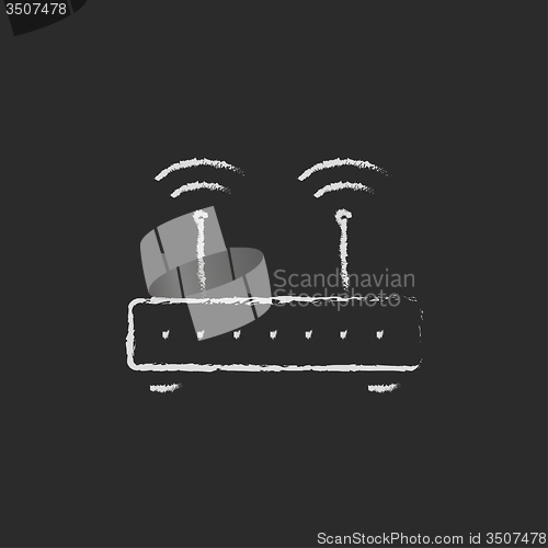 Image of Wireless router icon drawn in chalk.