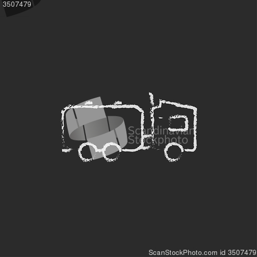 Image of Truck liquid cargo icon drawn in chalk.