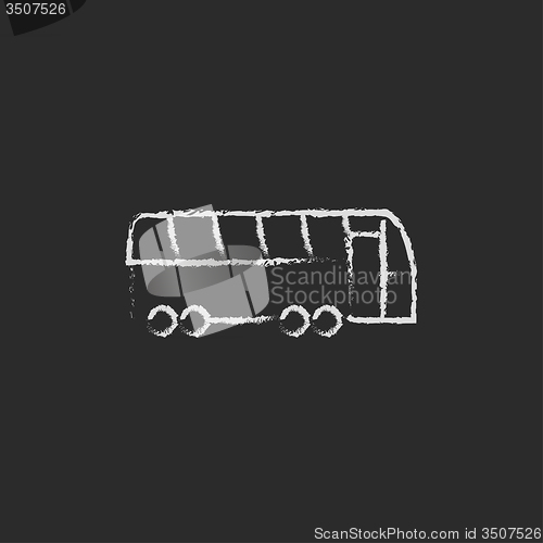 Image of Tourist bus icon drawn in chalk.