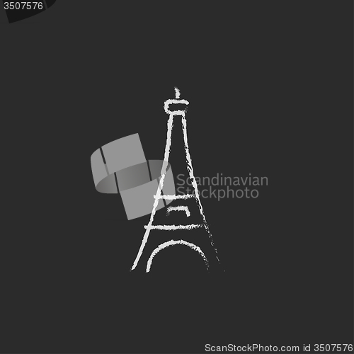Image of Eiffel Tower icon drawn in chalk.