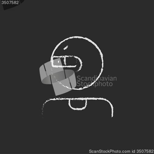 Image of Man in augmented reality glasses icon drawn chalk.