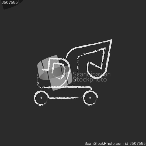 Image of Excavator truck icon drawn in chalk.