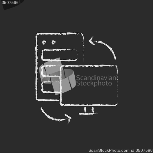 Image of Personal computer set icon drawn in chalk.