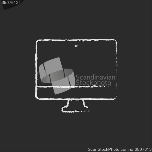 Image of Computer monitor icon drawn in chalk.