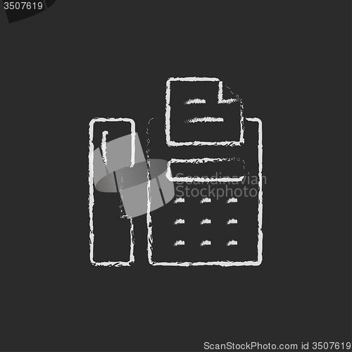 Image of Fax machine icon drawn in chalk.