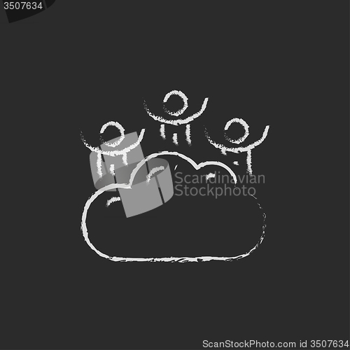 Image of Cloud computing icon drawn in chalk.
