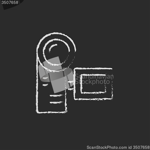 Image of Digital video camera icon drawn in chalk.