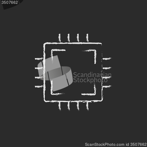 Image of CPU icon drawn in chalk.