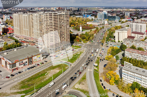 Image of Aerial view on Melnikayte street in Tyumen. Russia
