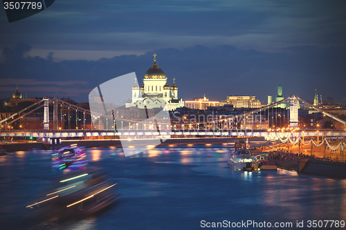 Image of night landscape with views of the Moskva River