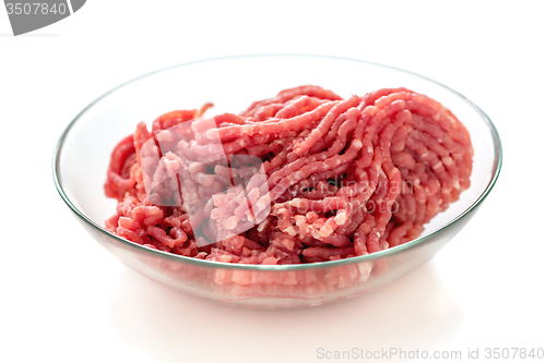Image of Minced pork in a glass bowl.