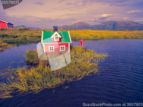 Image of Scandinavian house on island